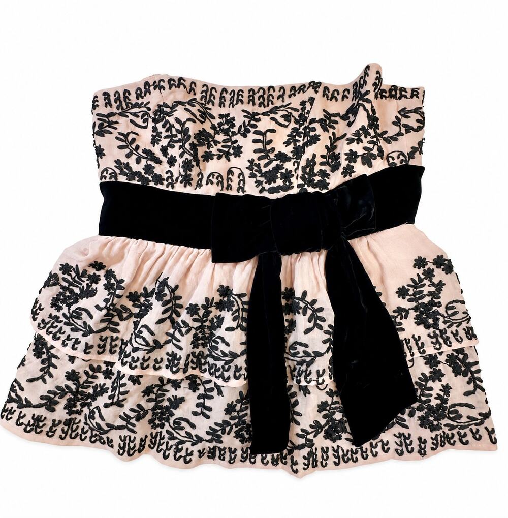 Plenty by Tracy Reese Anthropologie Strapless Silk Beaded top
 Size 6 Pink Black